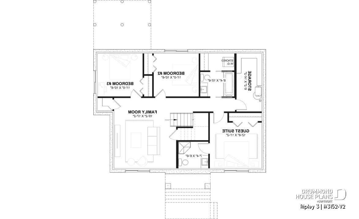 Finished basement - "Farmhouse bungalow house plan, master bedroom on the main floor, optional finished basement plan ($)" - Ripley 3