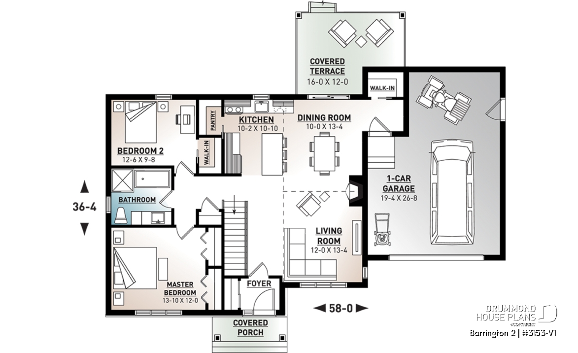 1st level - Craftsman-style ranch bungalow with daylight basement, 2 beds, oversized single garage &amp; open-living space - Barrington 2