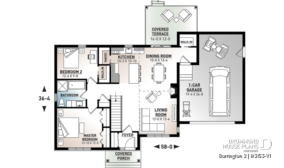 1st level - Craftsman-style ranch bungalow with daylight basement, 2 beds, oversized single garage &amp; open-living space - Barrington 2