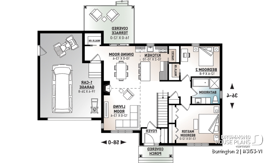 1st level - Craftsman-style ranch bungalow with daylight basement, 2 beds, oversized single garage &amp; open-living space - Barrington 2