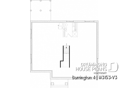 Unfinished basement - Budget friendly Farmhouse style house plan w/ optional finished basement ($), 2-4 beds, game room, cathedral - Barrington 4