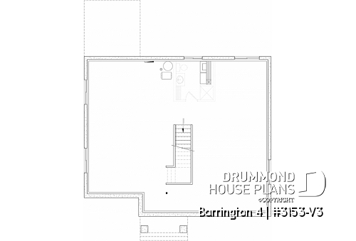 Unfinished basement - Budget friendly Farmhouse style house plan w/ optional finished basement ($), 2-4 beds, game room, cathedral - Barrington 4