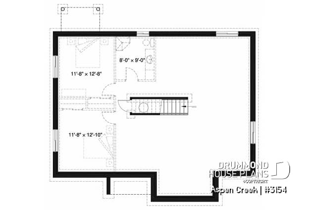 Basement - Rustic home design bungalow with 3 bedrooms on main floor, open floor plan concept, fireplace - Aspen Creek