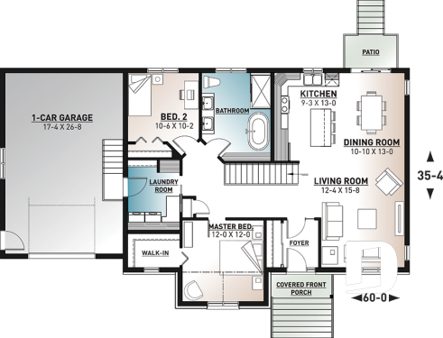 1st level - 2 bedroom Mountain style bungalow with garage, mud room, laundry room on main and open floor plan - Aspen Creek 2 