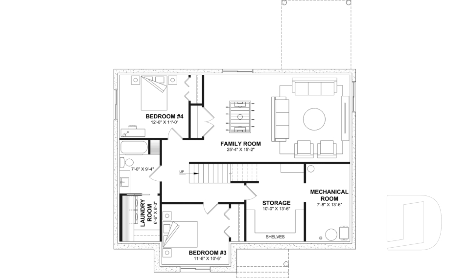 Finished basement (Optional $) -  - Aspen Creek 3