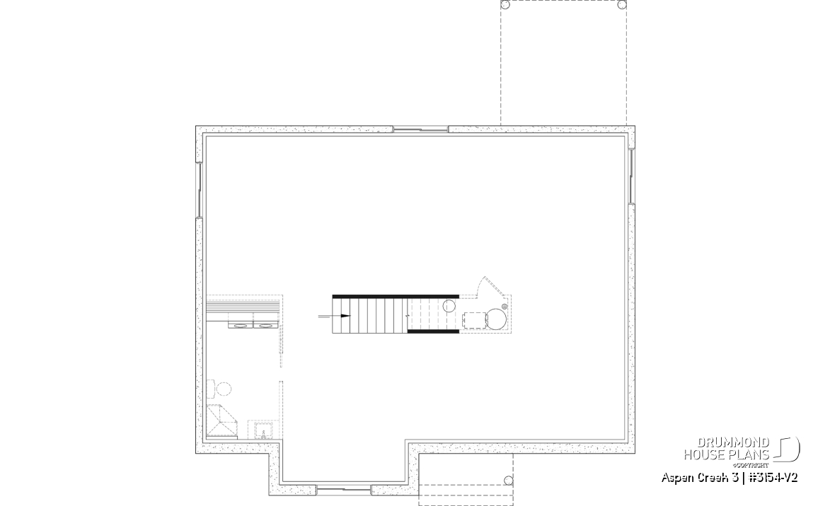 Unfinished basement - One-Story Modern Farmhouse House Plan, Home Office, Up to 5 Bedrooms, Optional Finished Basement ($) - Aspen Creek 3