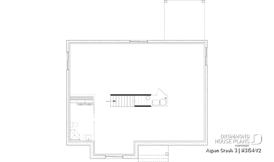 Unfinished basement - One-Story Modern Farmhouse House Plan, Home Office, Up to 5 Bedrooms, Optional Finished Basement ($) - Aspen Creek 3