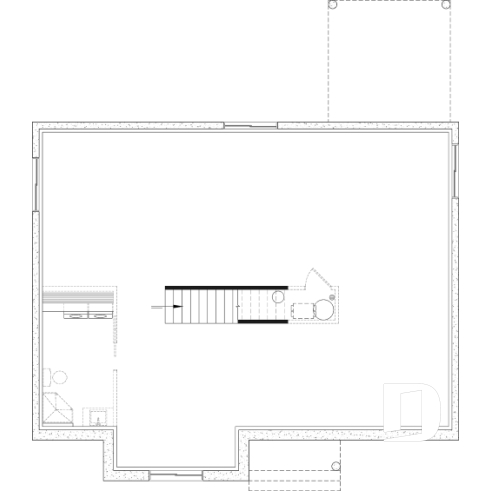 Unfinished basement - One-Story Modern Farmhouse House Plan, Home Office, Up to 5 Bedrooms, Optional Finished Basement ($) - Aspen Creek 3