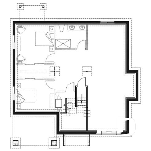 Basement - Rustic bungalow home design with front covered balcony, wood stove fireplace, open concept & appealing design - Lakewood
