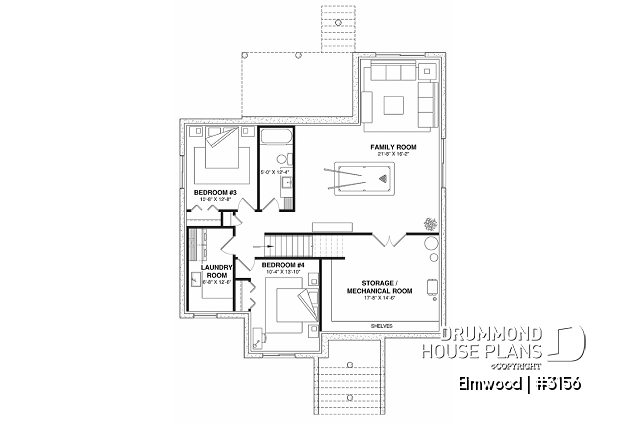 Finished basement - Single storey home with optional finished basement ($), master suite on main floor, sheltered terrace - Elmwood