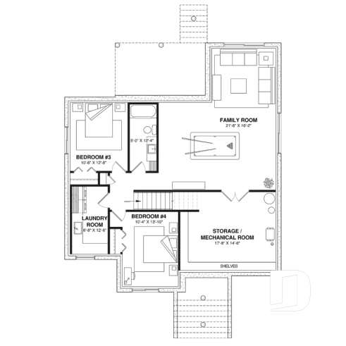 Finished basement (Optional $) - Single storey home with optional finished basement ($), master suite on main floor, sheltered terrace - Elmwood