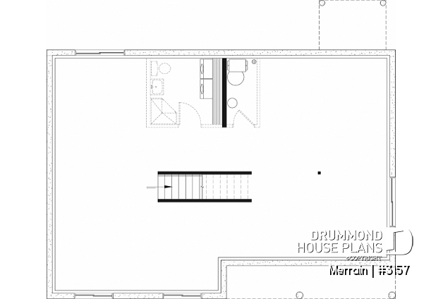 Basement - Single-story house model with 3 bedrooms on the ground floor, unfinished daylight basement - Merrain