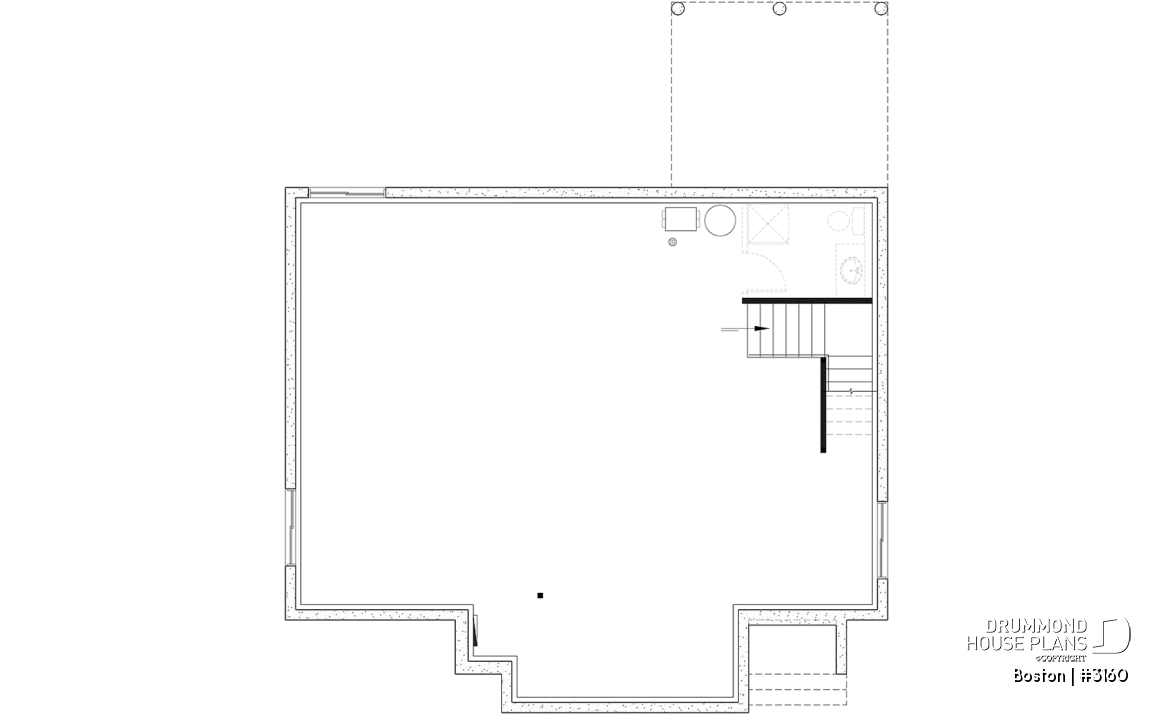 Unfinished basement - BOSTON Ranch Home Plan – 10' Ceilings, Cozy Fireplace and Flexible Finished Basement - Boston
