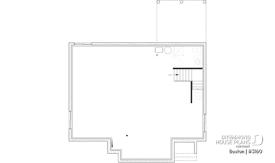 Unfinished basement - BOSTON Ranch Home Plan – 10' Ceilings, Cozy Fireplace and Flexible Finished Basement - Boston