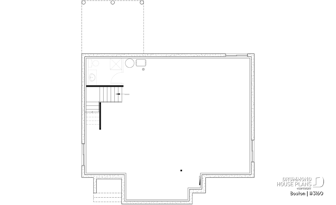 Unfinished basement - BOSTON Ranch Home Plan – 10' Ceilings, Cozy Fireplace and Flexible Finished Basement - Boston