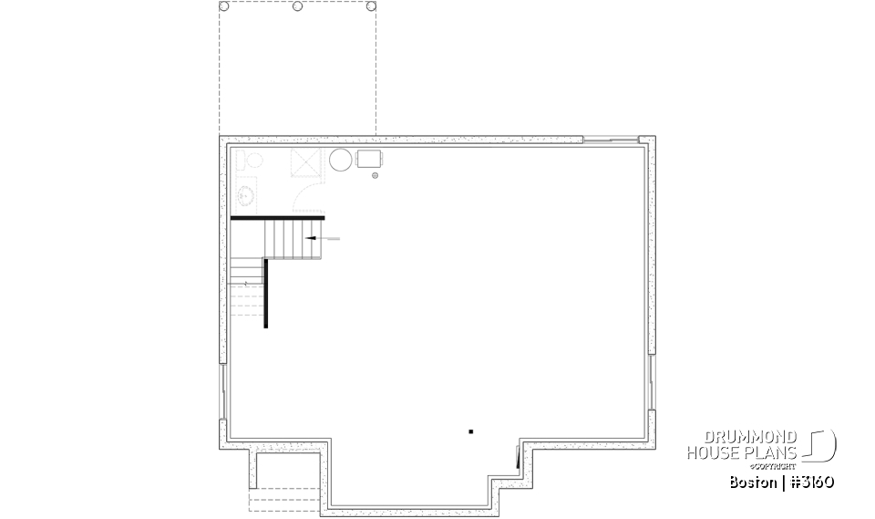 Unfinished basement - BOSTON Ranch Home Plan – 10' Ceilings, Cozy Fireplace and Flexible Finished Basement - Boston