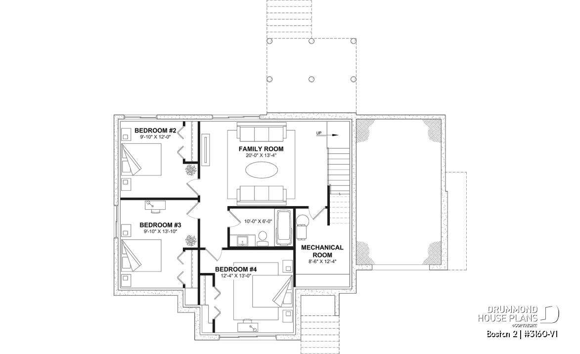 Finished basement (Optional $) - Luxury bungalow house plan with garage and potential for 4 bedrooms, cathedral ceiling, and private suite - Boston 2