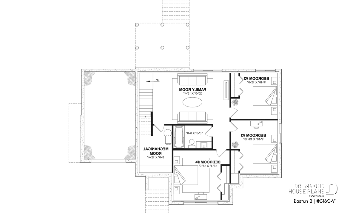 Finished basement (Optional $) - Luxury bungalow house plan with garage and potential for 4 bedrooms, cathedral ceiling, and private suite - Boston 2
