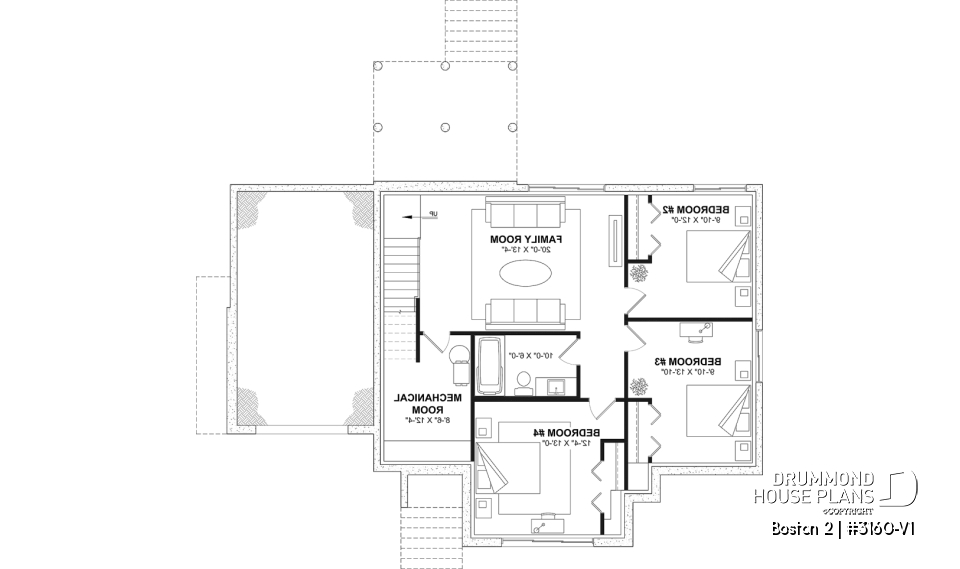 Finished basement (Optional $) - Luxury bungalow house plan with garage and potential for 4 bedrooms, cathedral ceiling, and private suite - Boston 2