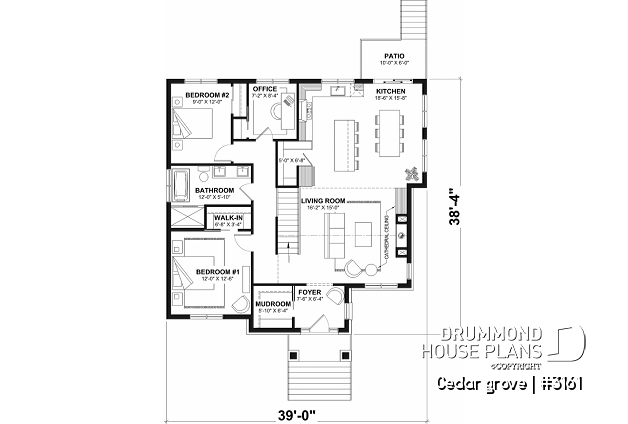 1st level - Single-story home model, 2 to 4 bedrooms, office, pantry, mudroom, optionnel finished basement ($) - Cedar grove