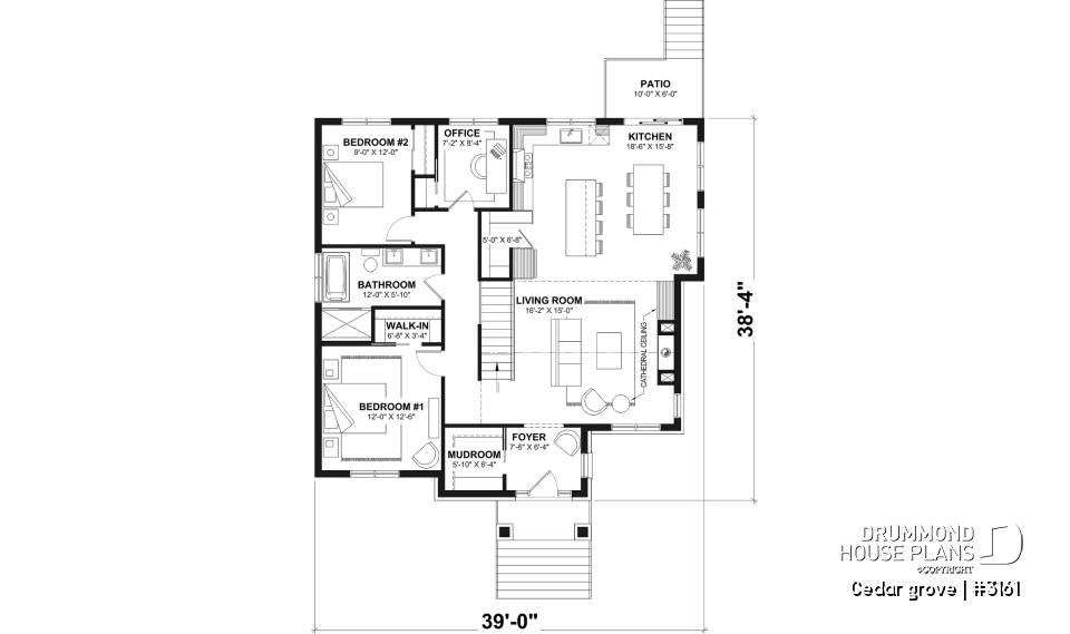 1st level - Single-story home model, 2 to 4 bedrooms, office, pantry, mudroom, optionnel finished basement ($) - Cedar grove