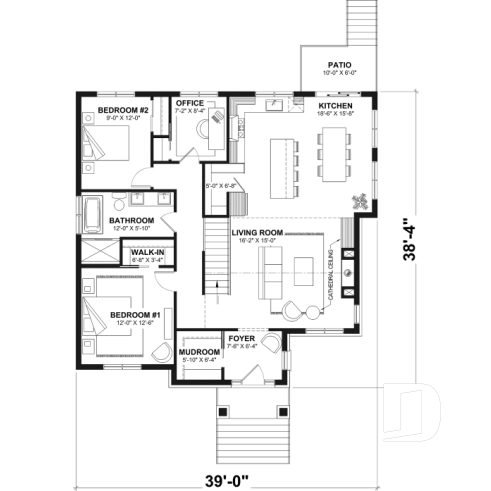 1st level - Single-story home model, 2 to 4 bedrooms, office, pantry, mudroom, optionnel finished basement ($) - Cedar grove