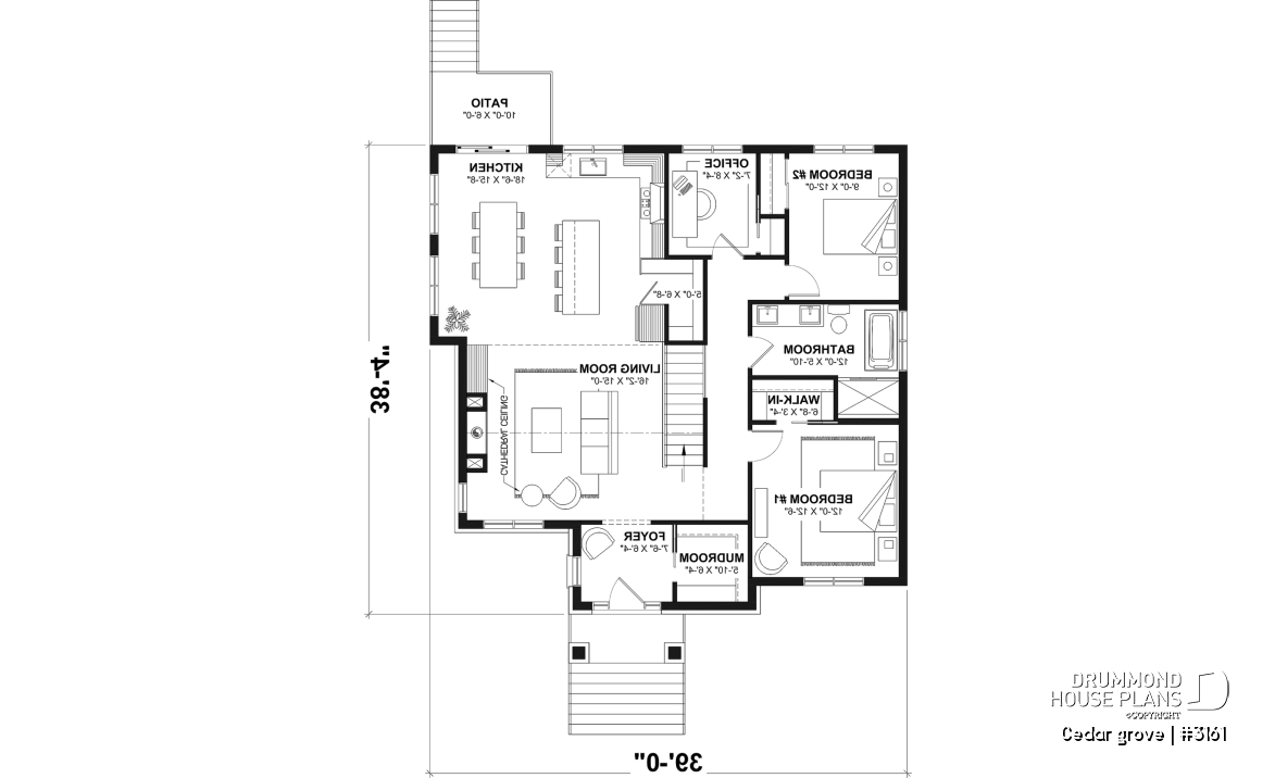 1st level - Single-story home model, 2 to 4 bedrooms, office, pantry, mudroom, optionnel finished basement ($) - Cedar grove