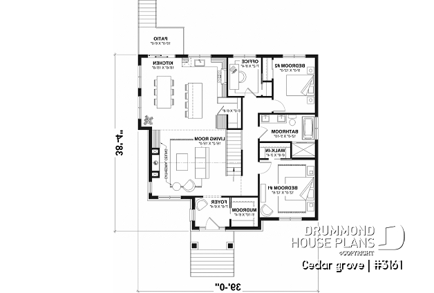 1st level - Single-story home model, 2 to 4 bedrooms, office, pantry, mudroom, optionnel finished basement ($) - Cedar grove