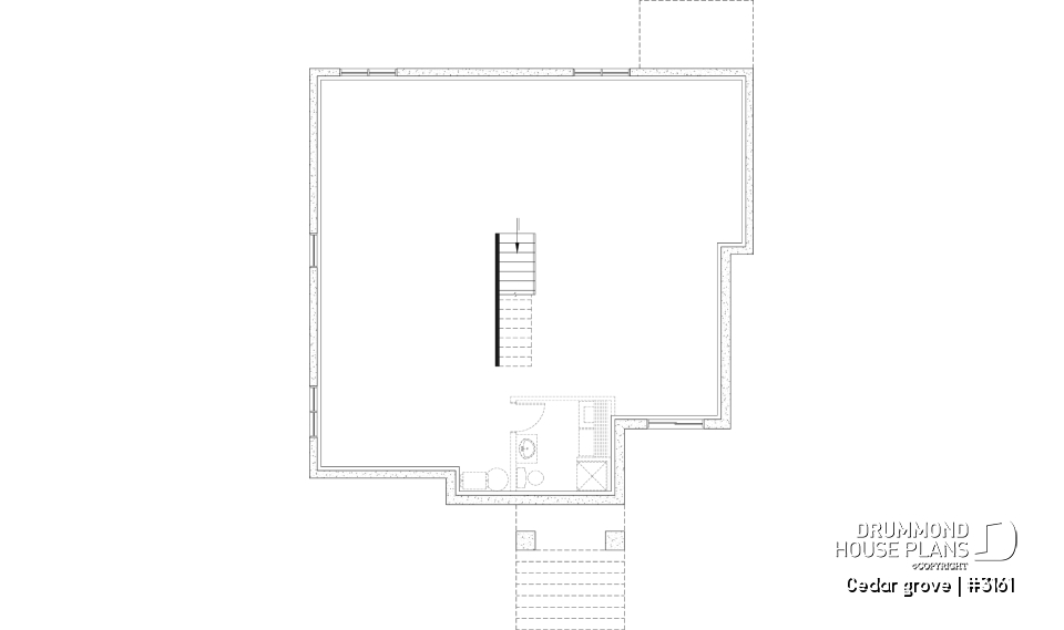 Unfinished basement - Single-story home model, 2 to 4 bedrooms, office, pantry, mudroom, optionnel finished basement ($) - Cedar grove