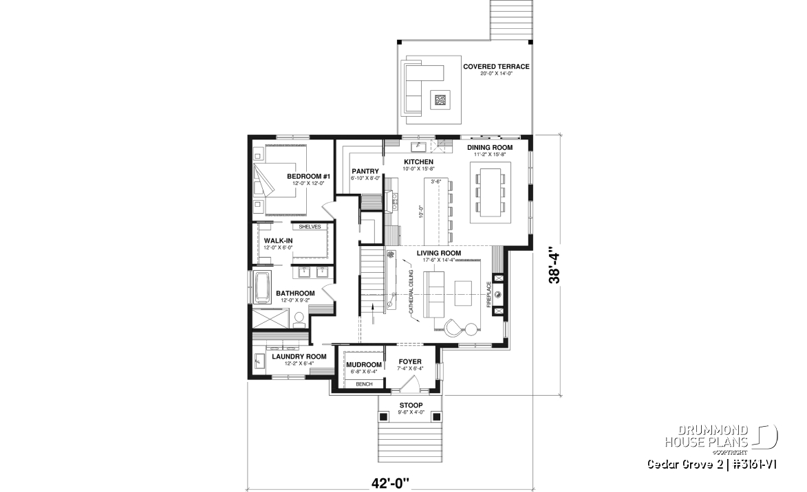 1st level - Modern small farmhouse with open concept, main floor master suite, cathedral ceiling &amp; opt. finished basement - Cedar Grove 2