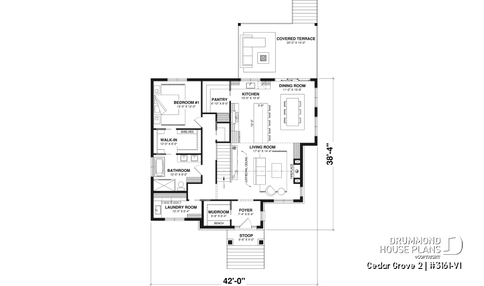 1st level - Modern small farmhouse with open concept, main floor master suite, cathedral ceiling &amp; opt. finished basement - Cedar Grove 2