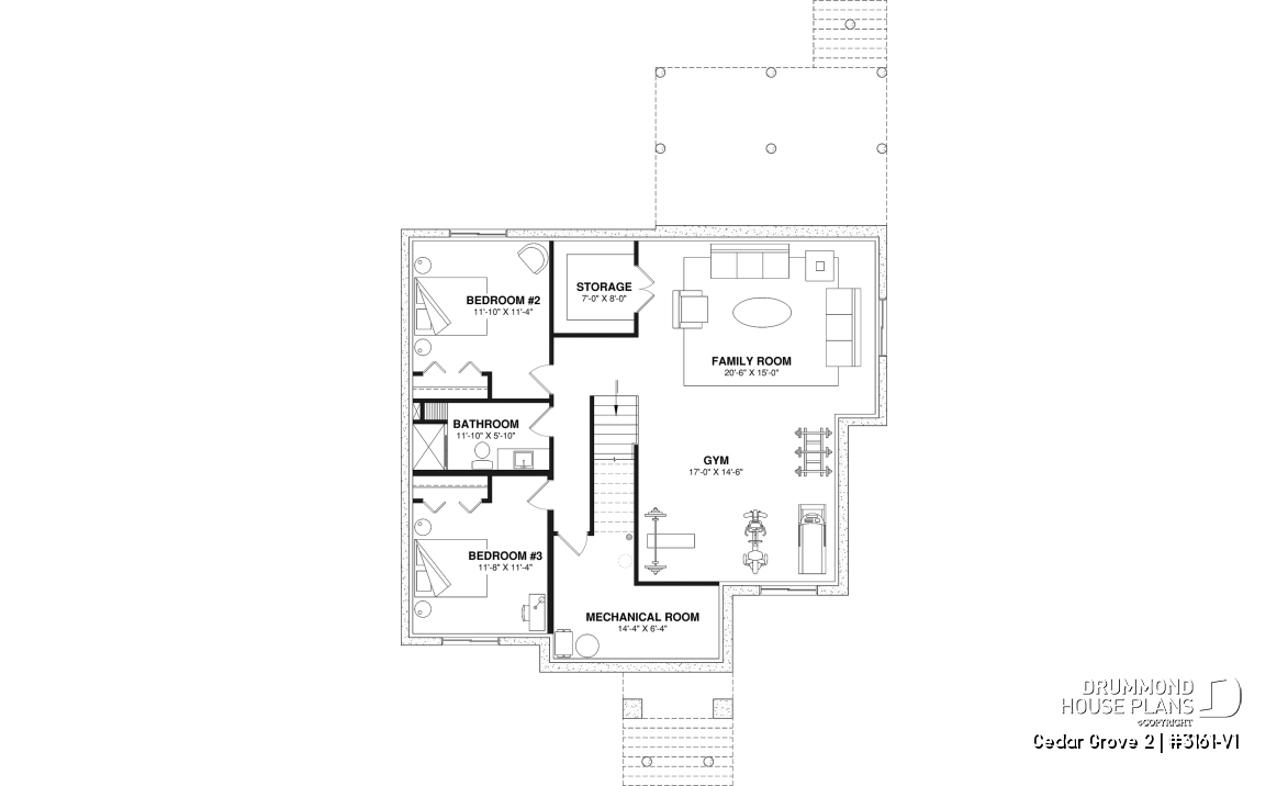 Finished basement (Optional $) - Modern small farmhouse with open concept, main floor master suite, cathedral ceiling &amp; opt. finished basement - Cedar Grove 2