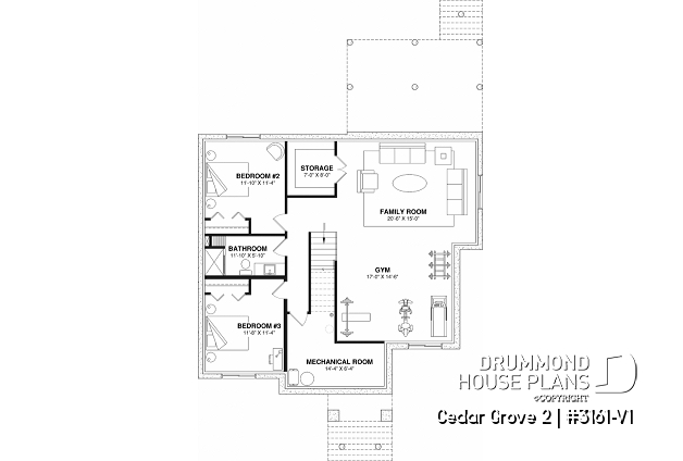 Finished basement (Optional $) - Modern small farmhouse with open concept, cathedral ceiling and optional finished basement - Cedar Grove 2