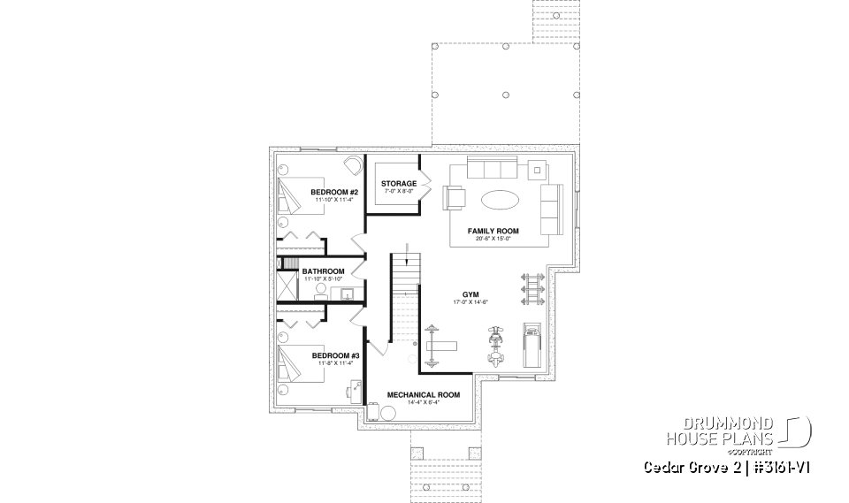 Finished basement (Optional $) - Modern small farmhouse with open concept, main floor master suite, cathedral ceiling &amp; opt. finished basement - Cedar Grove 2