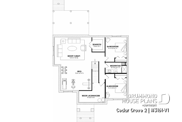 Finished basement (Optional $) - Modern small farmhouse with open concept, cathedral ceiling and optional finished basement - Cedar Grove 2