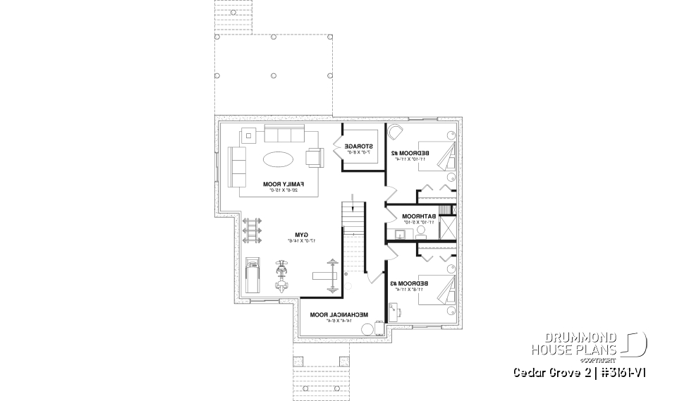 Finished basement (Optional $) - Modern small farmhouse with open concept, main floor master suite, cathedral ceiling &amp; opt. finished basement - Cedar Grove 2