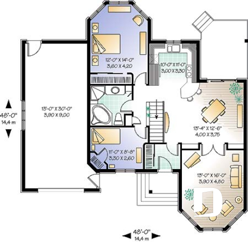 1st level - Bungalow low budget with turret, cathedral ceiling, master bedroom with lots of natural light - Turnmire