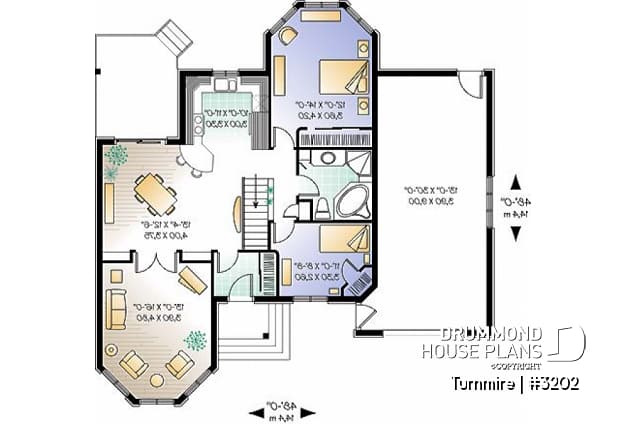 1st level - Bungalow low budget with turret, cathedral ceiling, master bedroom with lots of natural light - Turnmire