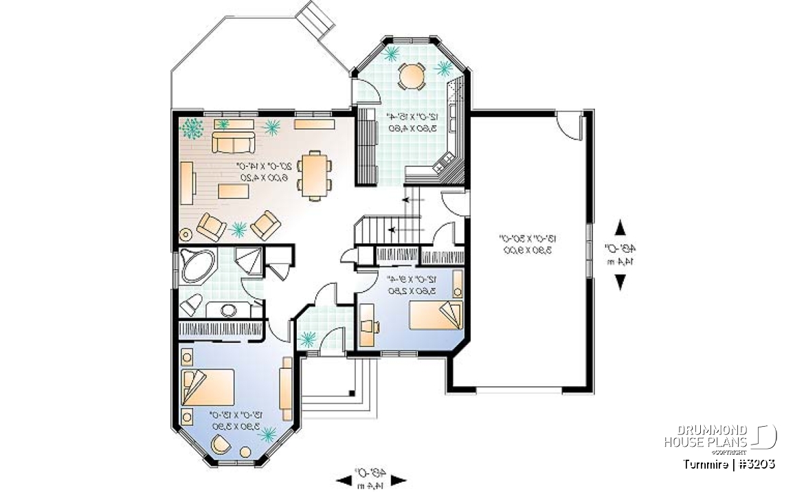1st level - Victorian inspired ranch style house plan with spacious garage and 2 bedrooms - Turnmire
