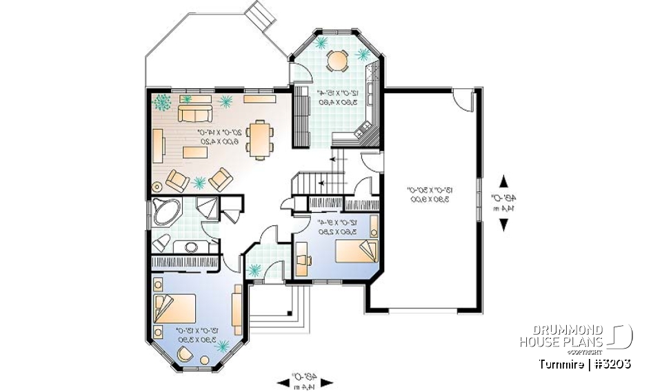1st level - Victorian inspired ranch style house plan with spacious garage and 2 bedrooms - Turnmire