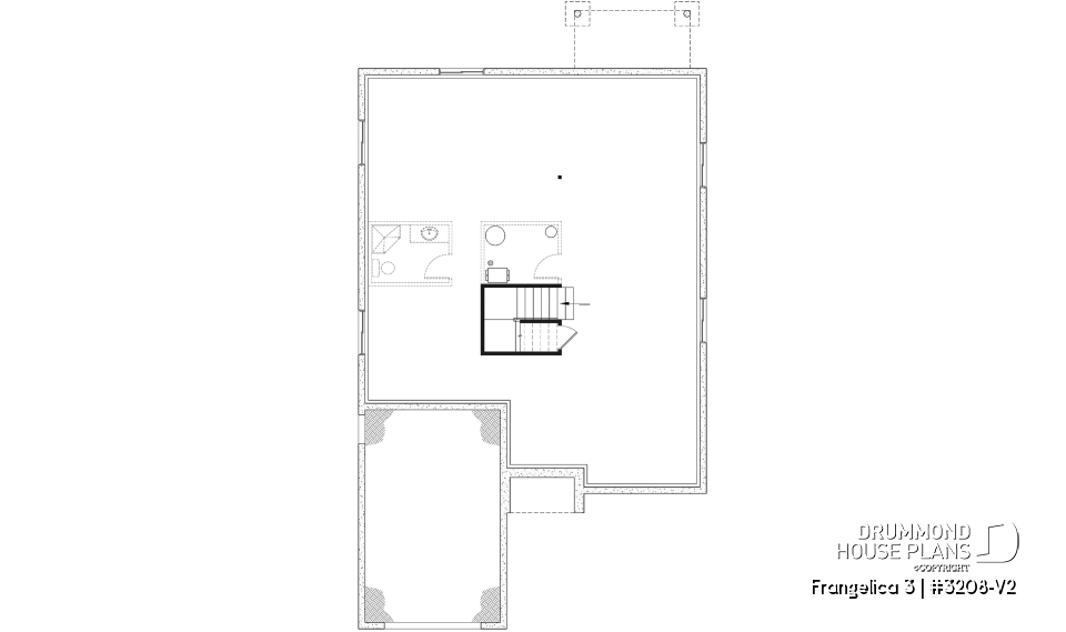 Basement - Craftsman house plan, master suite, 2 bedroom, huge kitchen, mud room, fireplace small farmhouse with garage - Frangelica 3