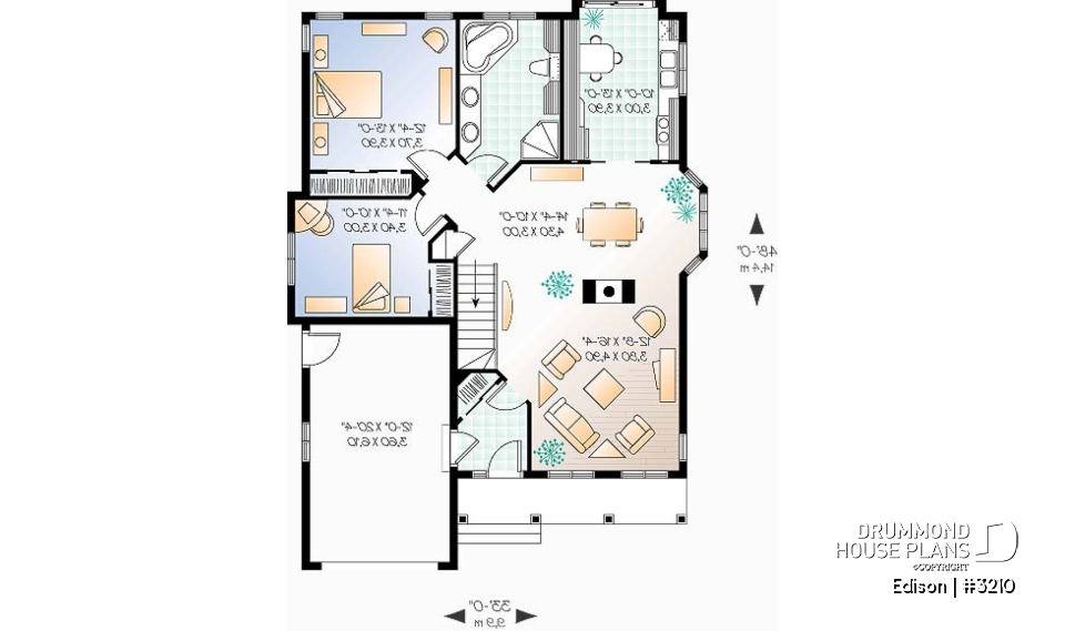 1st level - Affordable traditional ranch bungalow, 2 bedrooms, lots of natural light, garage, good starter house plan - Edison