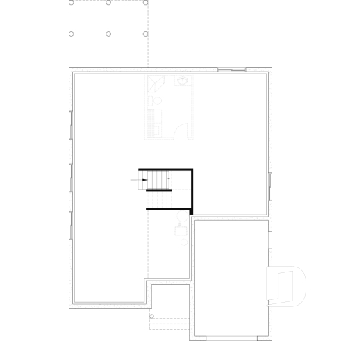 Unfinished basement - Single-Story Country House Plan with Single Garage, Cathedral Ceiling and Bright Open Living - Stacy