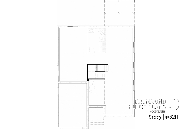 Unfinished basement - Single-Story Country House Plan with Single Garage, Cathedral Ceiling and Bright Open Living - Stacy