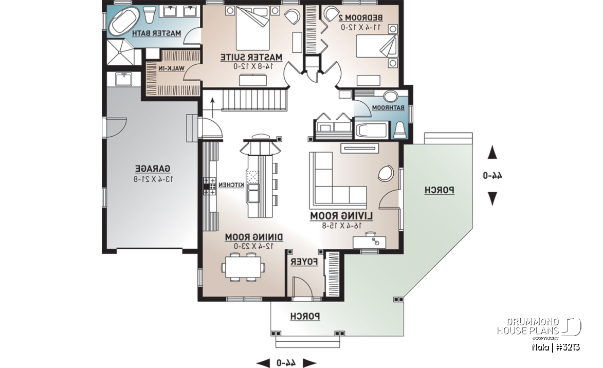 1st level - Large master suite, ranch style bungalow w/garage, 9' ceiling, open concept, 2 beds, 2 baths, deck - Nala