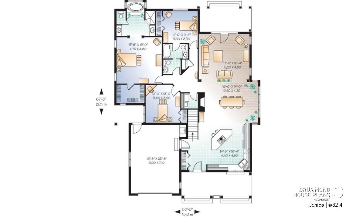 1st level - 9' ceiling, large master bedroom with en-suite, open floor plan concept, 3 good size bedrooms, garage - Janice