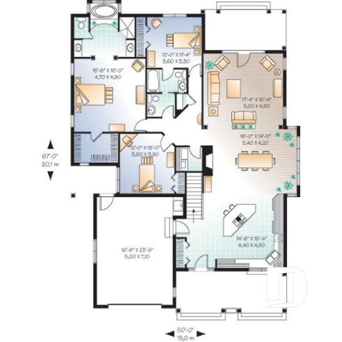 1st level - 9' ceiling, large master bedroom with en-suite, open floor plan concept, 3 good size bedrooms, garage - Janice