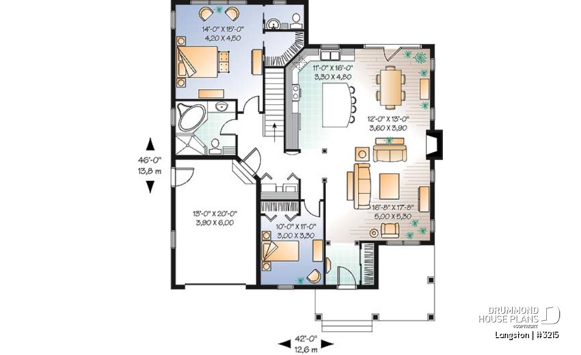 1st level - Cozy bungalow, 2 spacious bedrooms, 9' ceiling, triple garden doors, master suite, kitchen island, fireplace - Langston