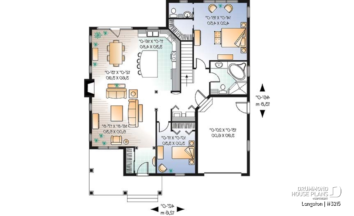 1st level - Cozy bungalow, 2 spacious bedrooms, 9' ceiling, triple garden doors, master suite, kitchen island, fireplace - Langston