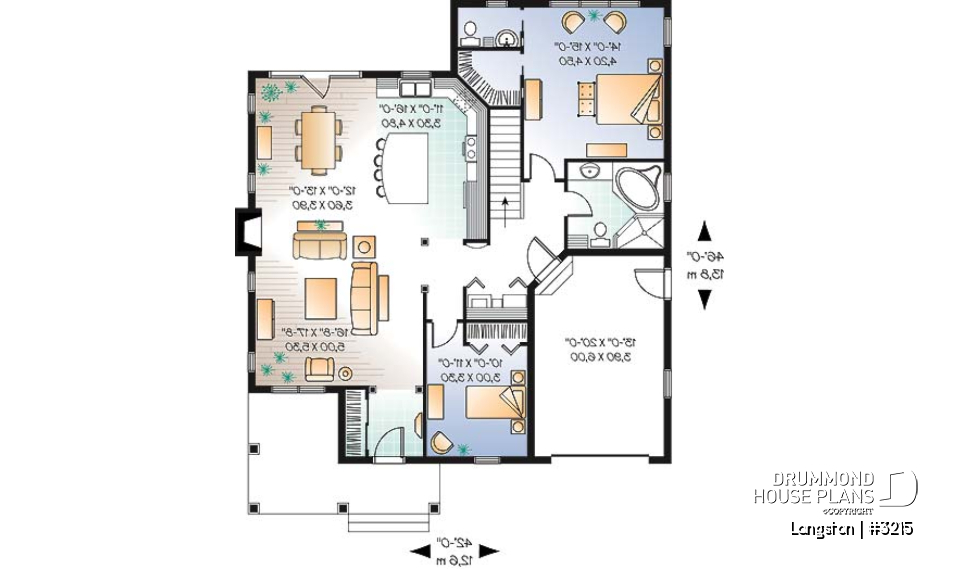 1st level - Cozy bungalow, 2 spacious bedrooms, 9' ceiling, triple garden doors, master suite, kitchen island, fireplace - Langston